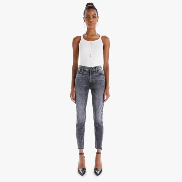 Mother Women’s Jeans Acid Wash Grey Size 32 The Stunner Zip Ankle Step Fray - Picture 1 of 10